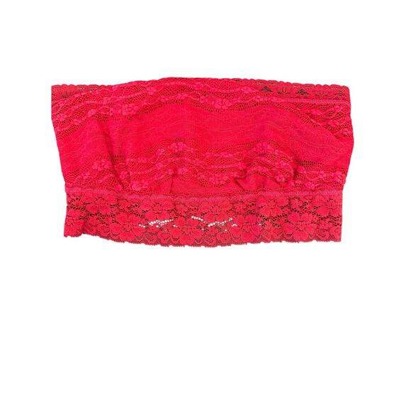 Free People Intimately Women's Red Lacey Floral Bandeau Bra Size Medium - Picture 3 of 6